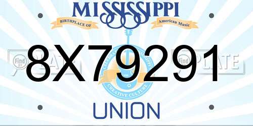 8X79291 Mississippi License Plate