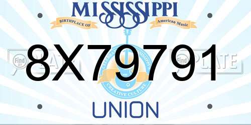 8X79791 Mississippi License Plate