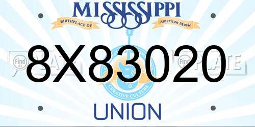 8X83020 Mississippi License Plate