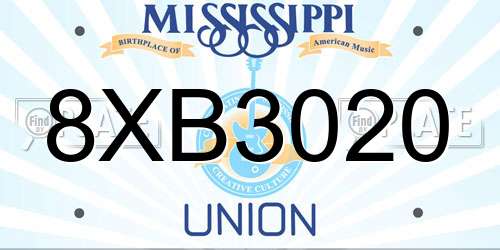8XB3020 Mississippi License Plate