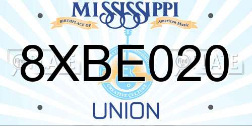 8XBE020 Mississippi License Plate