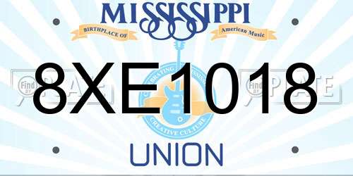 8XE1018 Mississippi License Plate