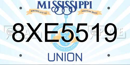 8XE5519 Mississippi License Plate