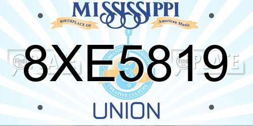 8XE5819 Mississippi License Plate