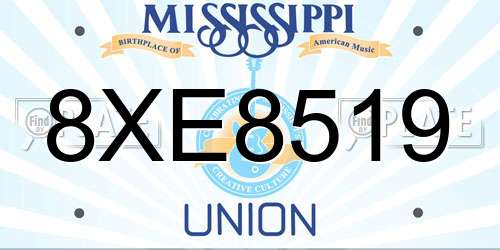 8XE8519 Mississippi License Plate