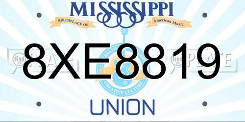 8XE8819 Mississippi License Plate