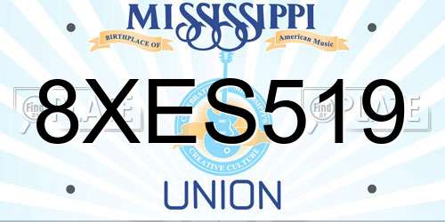 8XES519 Mississippi License Plate