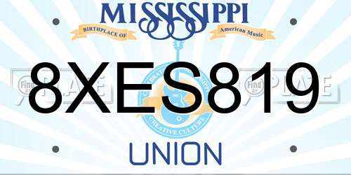 8XES819 Mississippi License Plate