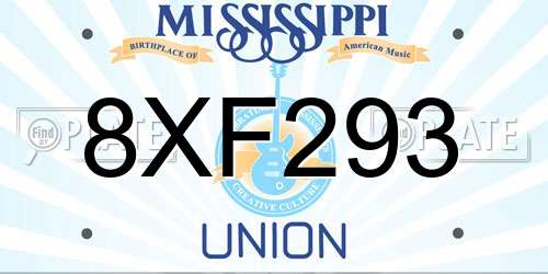 8XF293 Mississippi License Plate