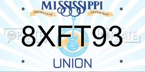 8XFT93 Mississippi License Plate