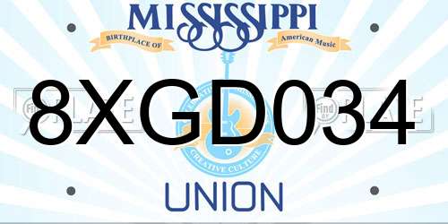 8XGD034 Mississippi License Plate
