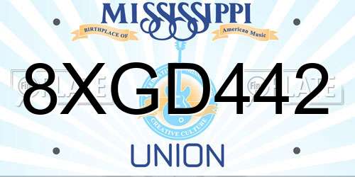8XGD442 Mississippi License Plate