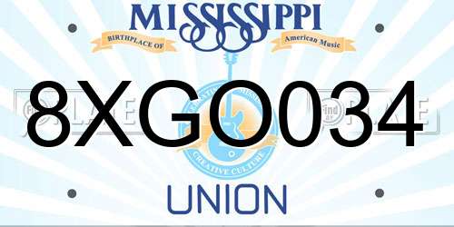 8XGO034 Mississippi License Plate
