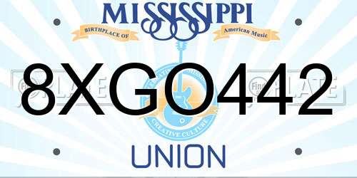 8XGO442 Mississippi License Plate