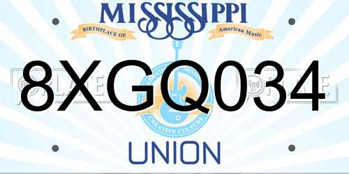 8XGQ034 Mississippi License Plate