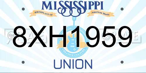 8XH1959 Mississippi License Plate