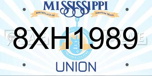 8XH1989 Mississippi License Plate