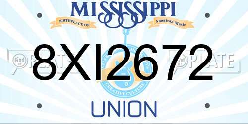8XI2672 Mississippi License Plate