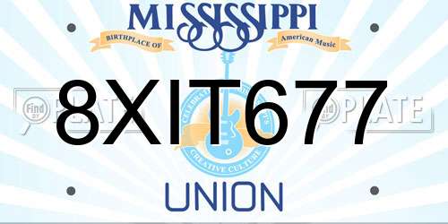 8XIT677 Mississippi License Plate