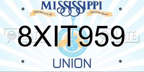 8XIT959 Mississippi License Plate