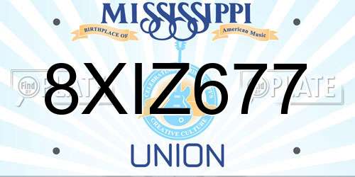 8XIZ677 Mississippi License Plate