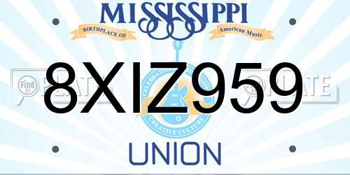 8XIZ959 Mississippi License Plate