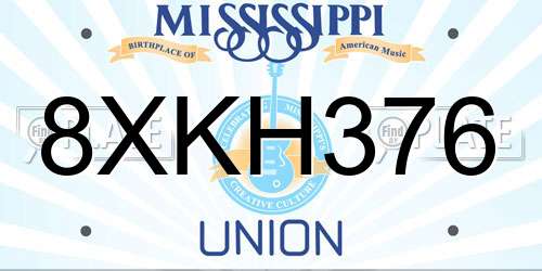8XKH376 Mississippi License Plate