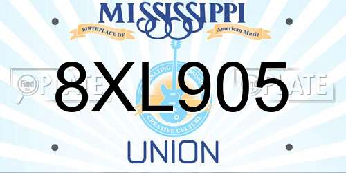 8XL905 Mississippi License Plate
