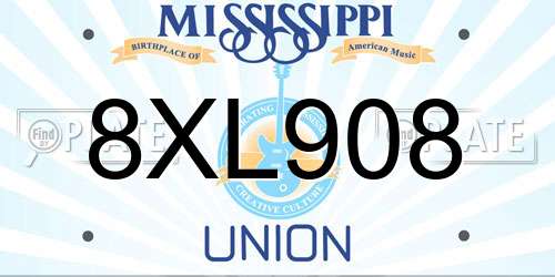 8XL908 Mississippi License Plate