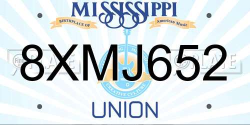 8XMJ652 Mississippi License Plate
