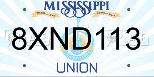 8XND113 Mississippi License Plate