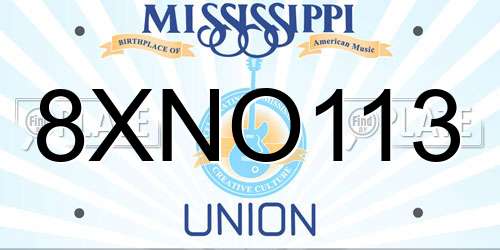 8XNO113 Mississippi License Plate