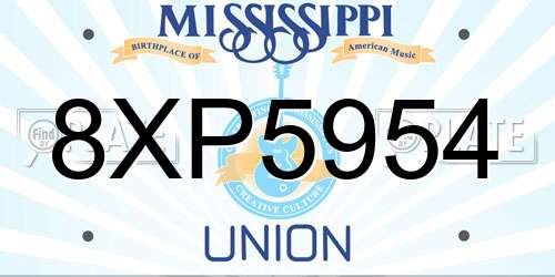 8XP5954 Mississippi License Plate
