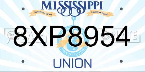 8XP8954 Mississippi License Plate