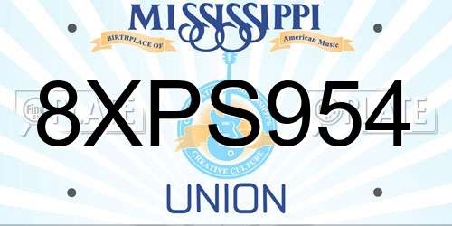 8XPS954 Mississippi License Plate
