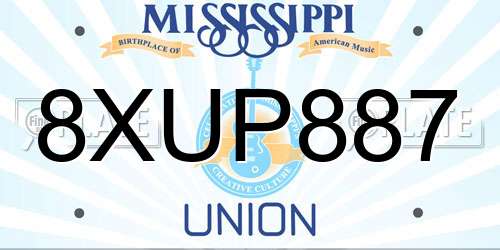 8XUP887 Mississippi License Plate