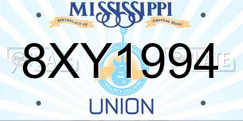 8XY1994 Mississippi License Plate