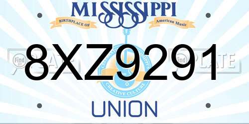 8XZ9291 Mississippi License Plate