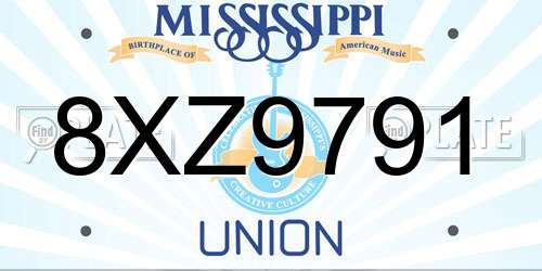 8XZ9791 Mississippi License Plate