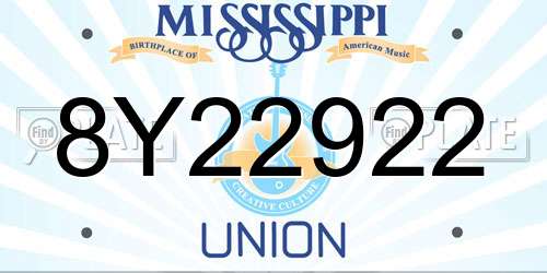 8Y22922 Mississippi License Plate