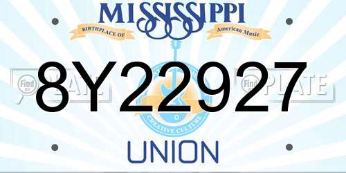 8Y22927 Mississippi License Plate