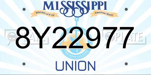 8Y22977 Mississippi License Plate