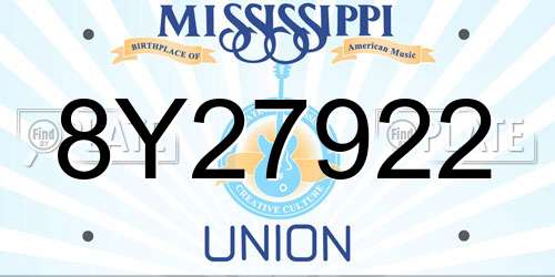 8Y27922 Mississippi License Plate