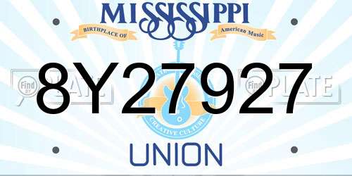 8Y27927 Mississippi License Plate