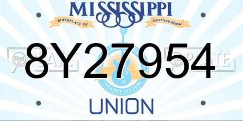 8Y27954 Mississippi License Plate