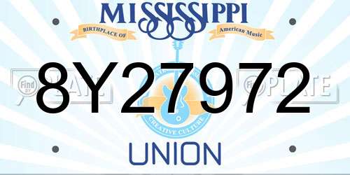 8Y27972 Mississippi License Plate