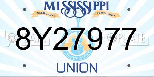 8Y27977 Mississippi License Plate