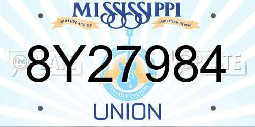 8Y27984 Mississippi License Plate