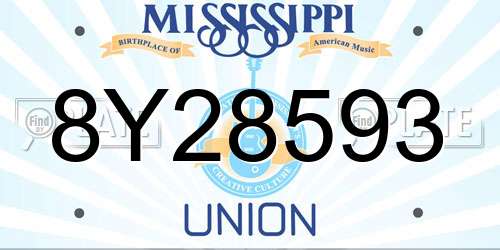 8Y28593 Mississippi License Plate