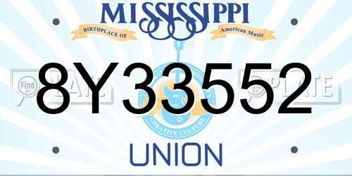 8Y33552 Mississippi License Plate